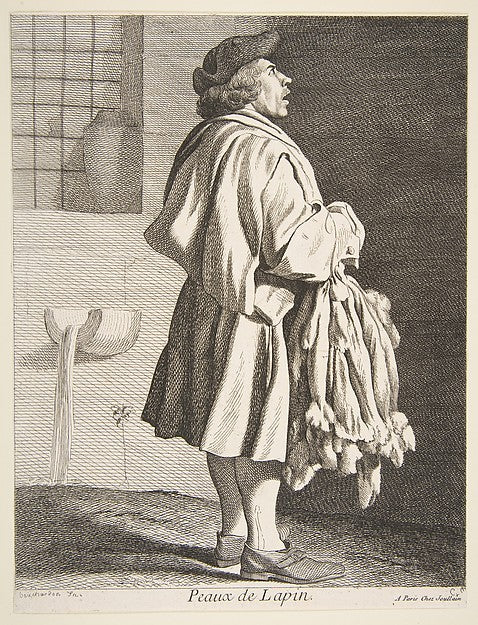 Rabbit Pelt Peddler 1737-Anne Claude Philippe de Tubières, com,16x12"(A3)Poster