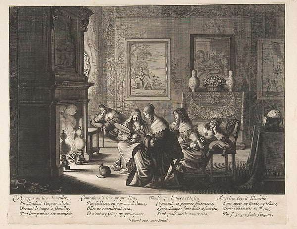 Foolish Virgins Sleeping c1635-Abraham Bosse, Poster Print Wall Art