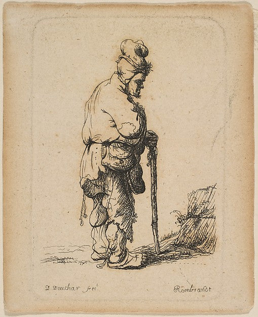 Beggar Leaning on a Stick n.d.-David Deuchar, 1743–1808), Afte,16x12"(A3)Poster