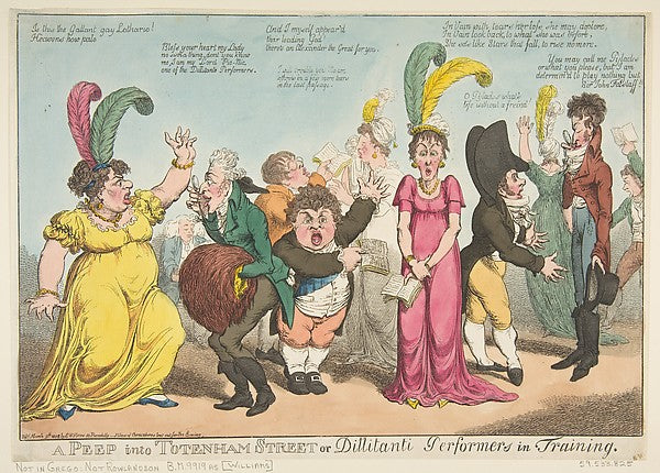 A Peep into Tottenham Street or Dillitanti Performers in Train,16x12"(A3)Poster