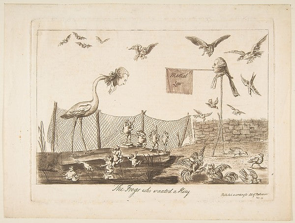 The Frogs Who Wanted a King July 14, 1789-Anonymous, British, , Poster Print Wall Art