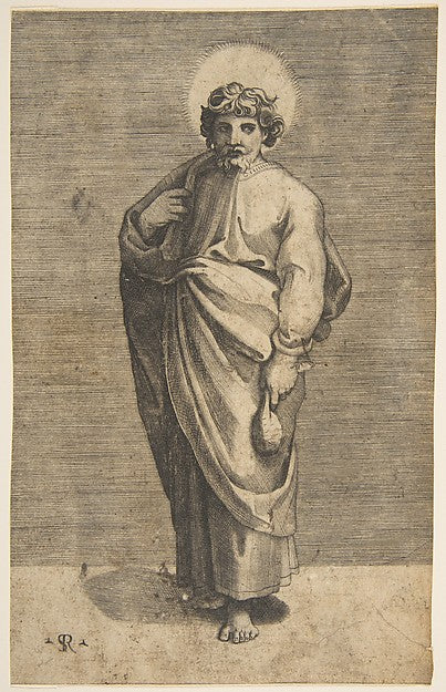 Saint Matthew holding a pouch c1515–27-Marco Dente, After Marc, Poster Print Wall Art