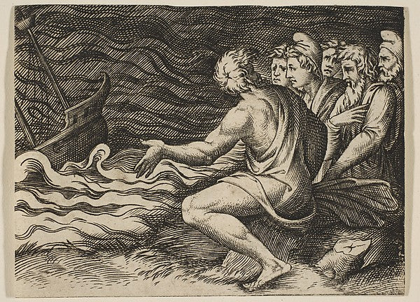 A group of figures at right witnessing a shipwreck c1515–27-Ma,16x12"(A3) Poster