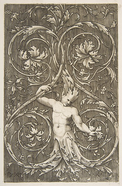 Grotesque with male figure with lower body and head of acanthu,16x12"(A3) Poster