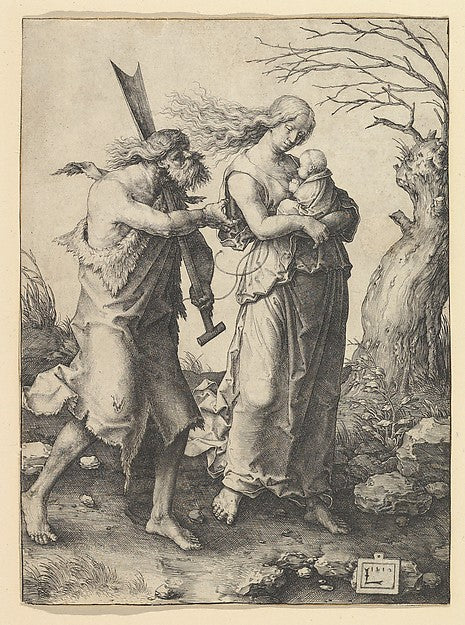 Adam and Eve after the Expulsion 1510-Lucas van Leyden, Poster Print Wall Art