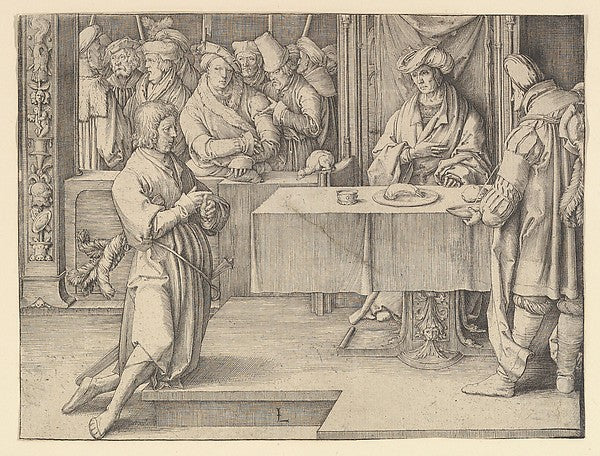 Joseph Interpreting Pharoah's Dreams 1512-Lucas van Leyden, Poster Print Wall Art