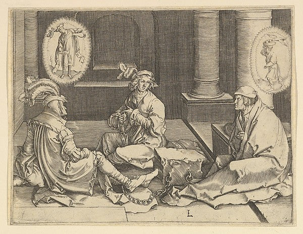 Joseph in Prison 17th cent-After Lucas van Leyden, Poster Print Wall Art