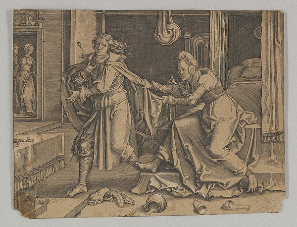 Joseph and Potiphar's Wife n.d.-After Lucas van Leyden, Poster Print Wall Art