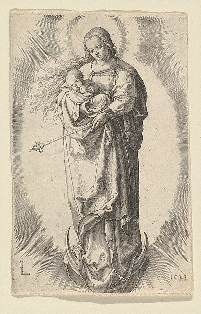 The Virgin with Child on the Crescent 1523-Lucas van Leyden, Poster Print Wall Art