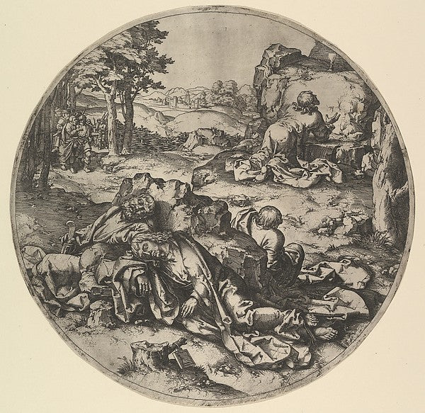 Christ in Gethsemane 17th cent-Etched by Claes Jansz. Vissche, Poster Print Wall Art