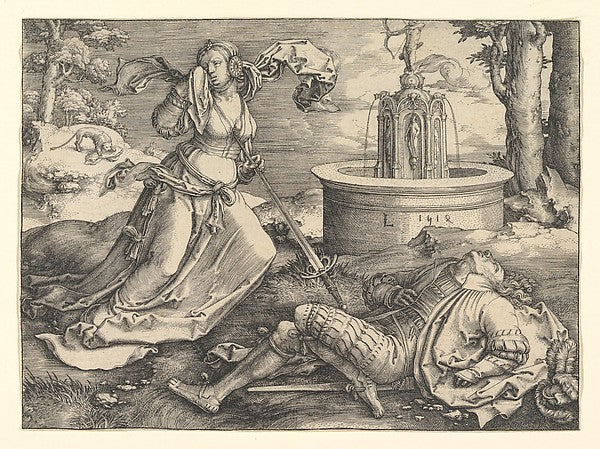 Pyramus and Thisbe 1514-Lucas van Leyden, Poster Print Wall Art