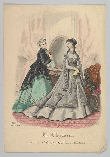 Two Women with a Mirror No. 868 from La Elegancia 19th cen, Poster Print Wall Art