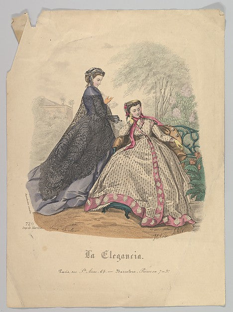 Two Women Outdoors No. 720 from La Elegancia 19th cent-Hélö, Poster Print Wall Art