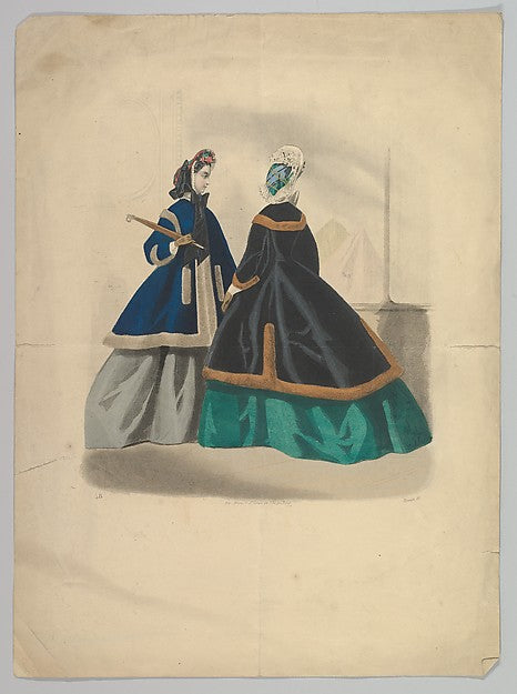 Two Women Wearing Coats 1863–64-Anonymous, French, 19th cent, ,16x12"(A3)Poster