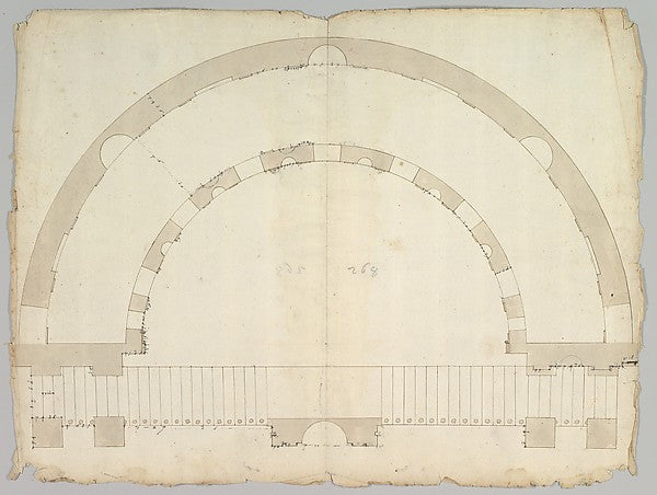 Cortile del Belvedere Upper Courtyard stair plan blank ea, Poster Print Wall Art