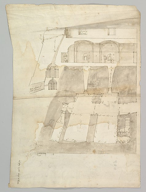 Bastione Ardeatino Rome plan and section Bastione Ardeatino, Poster Print Wall Art
