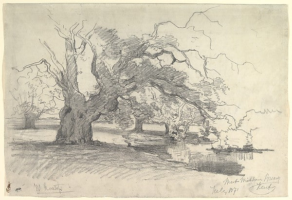 Landscape with Trees near a Pond 1840–97-Willem Roelofs,16x12"(A3) Poster