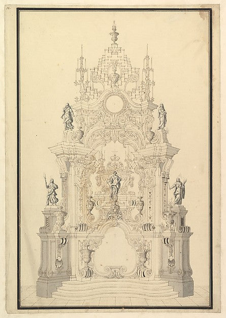 Elevation of a Catafalque with a royal Crown surmounting the C, Poster Print Wall Art
