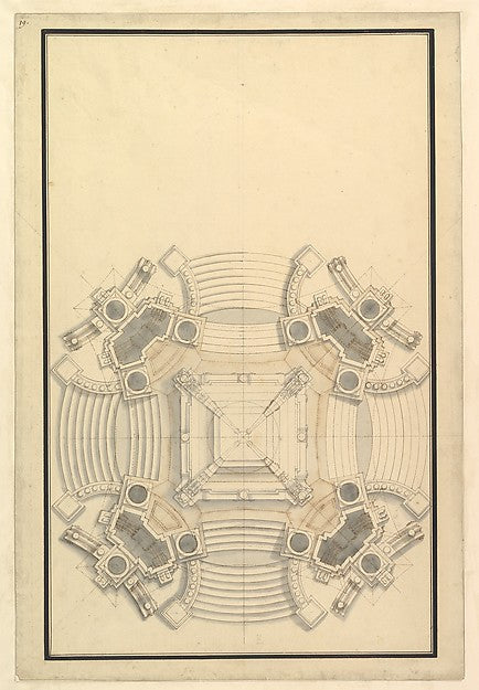 Ground Plan for a Catafalque for the King of Sardinia Vittori, Poster Print Wall Art