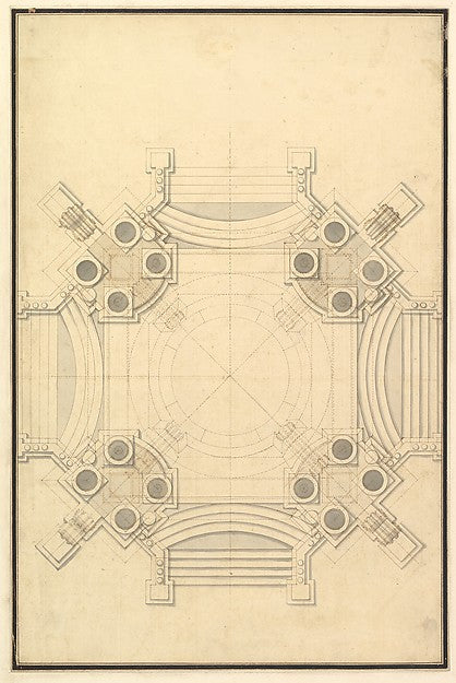 Ground Plan for Catafalque for Johann Wilhelm Count Palatine, Poster Print Wall Art