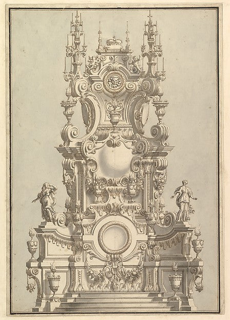 Elevation of a Catafalque Surmounted by a Royal Crown with S, Poster Print Wall Art
