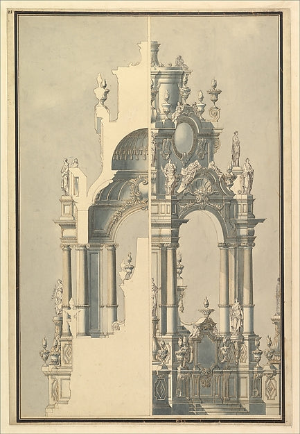 Elevation and Section for a Catafalque for the Dauphin of Fran, Poster Print Wall Art