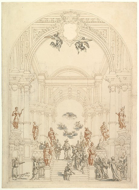 Design for a Theatrum Sacrum 1696–1756-Workshop of Giuseppe Ga,16x12"(A3) Poster