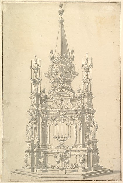 Elevation for a Catafalque Surmounted by an Obelisk. 1696–1756, Poster Print Wall Art