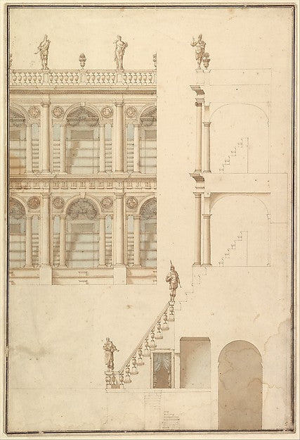 Details of Theatre Interior - Interior Elevation of Corridor an, Poster Print Wall Art