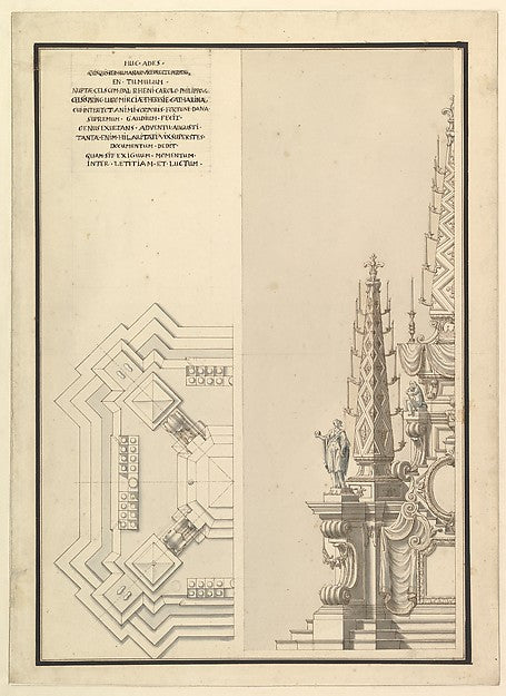 Design for Half Elevation and Half Ground Plan of a Catafalque, Poster Print Wall Art
