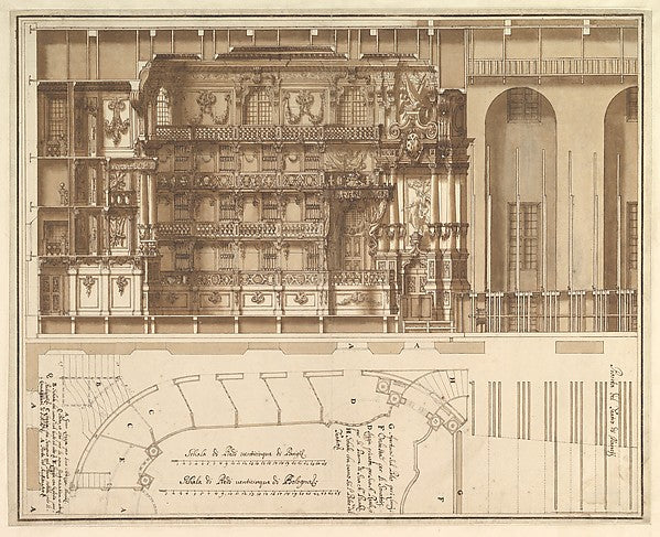Designs for the Theater at Nancy: Longitudinal Section and Hal,16x12"(A3) Poster