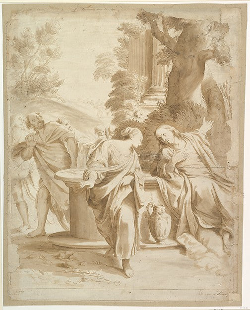 Christ and the Woman of Samaria 1560–1609-After Annibale Carra,16x12"(A3) Poster