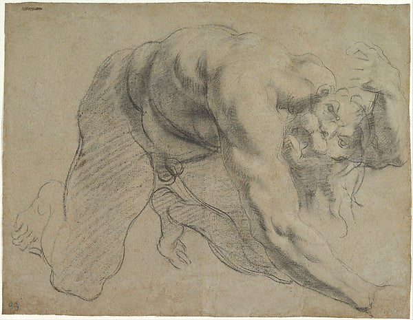 Crawling Male Figure . 1593-Annibale Carracci,16x12"(A3) Poster