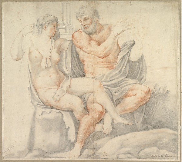 Hercules and Omphale 1560–1609-After Annibale Carracci,16x12"(A3) Poster