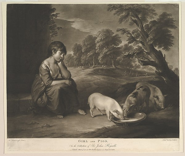 Girl and Pigs 1783-Richard Earlom, After Thomas Gainsborough,16x12"(A3) Poster