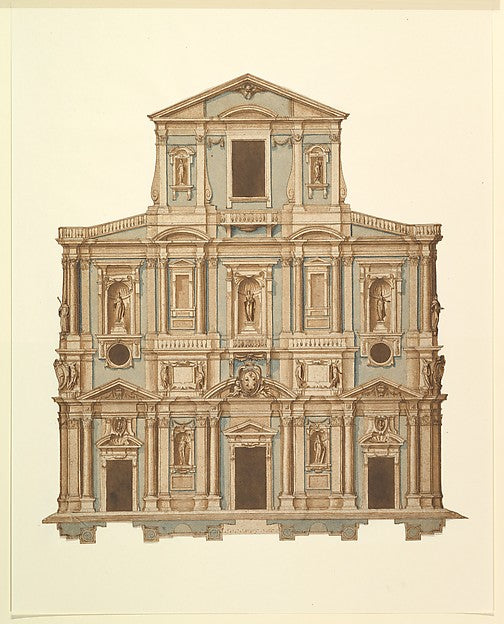 Drawing for Buontalenti's Model for the Facade of S. Maria del, Poster Print Wall Art