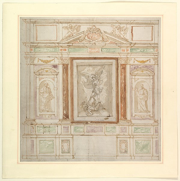 Architectural Design for a Monumental Altar with a Compositio, Poster Print Wall Art
