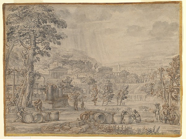 Landscape with Wine Harvest c1630-Pietro da Cortona ,16x12"(A3)Poster