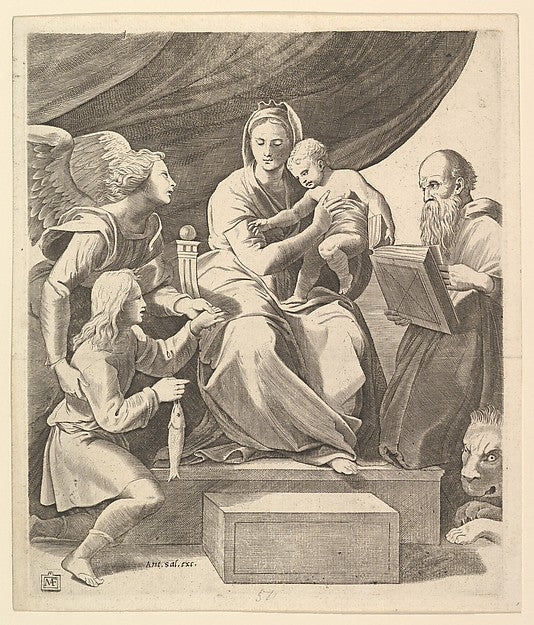 The Virgin of the Fish c1500–1550-Marcantonio Raimondi c1480–, Poster Print