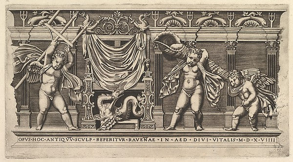 Speculum Romanae Magnificentiae: Bas-Relief with Three Cupids, Poster Print