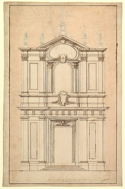 Design for the Façade of Santi Faustino e Giovita Rome 1652–1, Poster Print