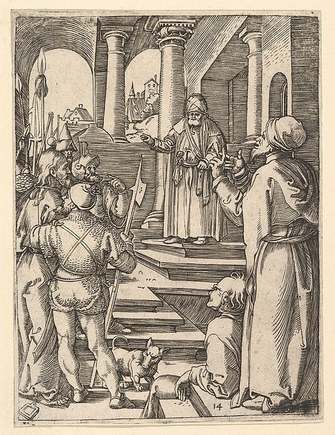 Christ presented to Pilate by henchmen c1500–1534-Marcantonio,16x12"(A3) Poster