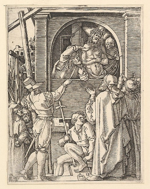 Ecce Homo: Christ wearing the crown of thorns standing in a lo, Poster Print