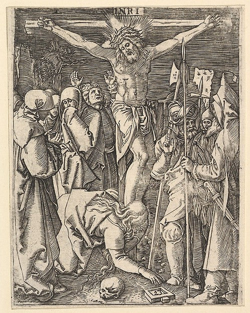 The Crucifixion: Christ on the cross with Magdalen in foregrou, Poster Print