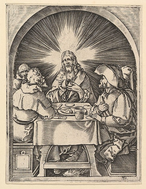 Christ at Emmaus after Dürer c1500–1534-Marcantonio Raimondi, Poster Print