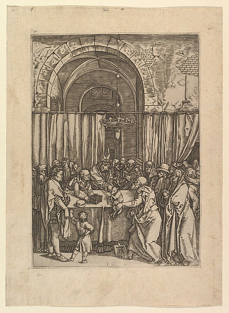 High priest refusing sacrificial lamb from Joachim after Düre, Poster Print