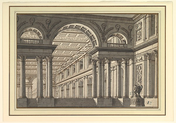 Design for a Stage Set: Classical Arcaded Gallery with Triumph,16x12"(A3)Poster