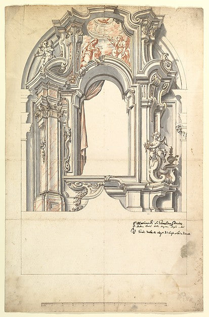 Two Alternate Designs for an Altar 1700–1780-Anonymous,Itali,16x12"(A3)Poster