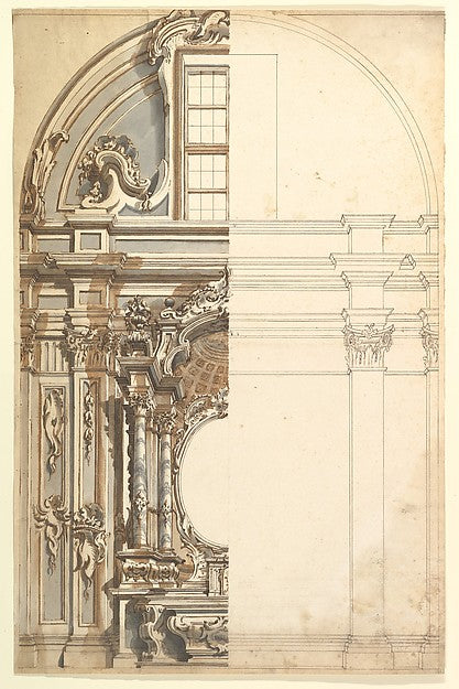 Two Alternate Designs for a Chapel 1700–1780-Anonymous,Italia,16x12"(A3)Poster