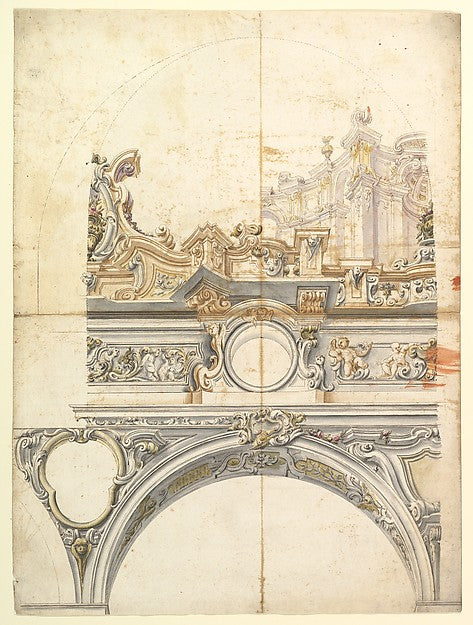 Two Alternate Designs for a Balustrade with Architectural Pers, Poster Print Wall Art